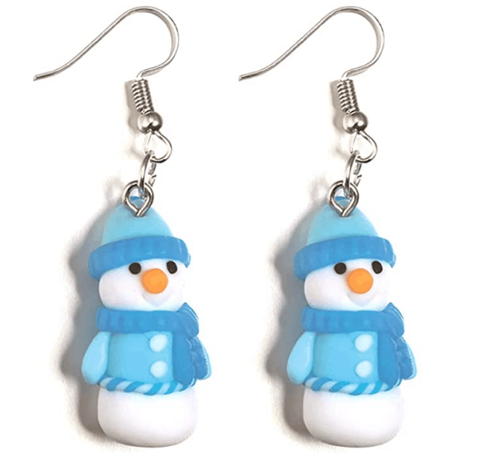 Polymer-snowman-earrings