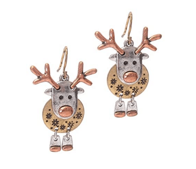 Quirky-metal-reindeer-earring