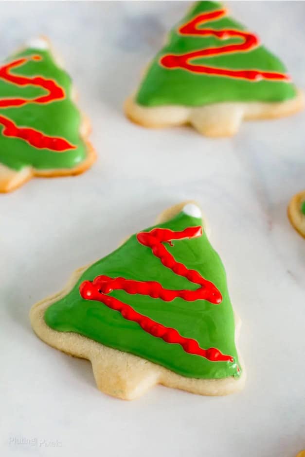 Decorated Christmas Tree Cookies with Royal Icing