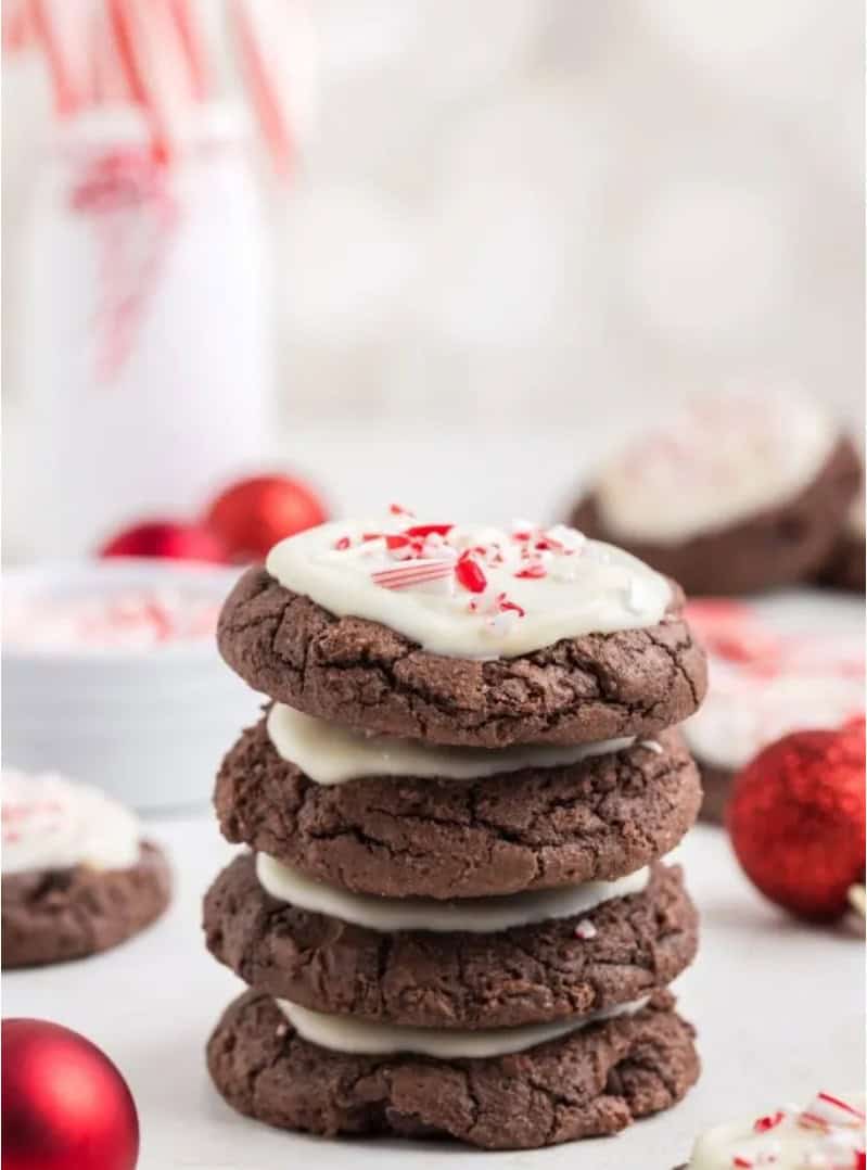 Peppermint Bark Brownie Cookies