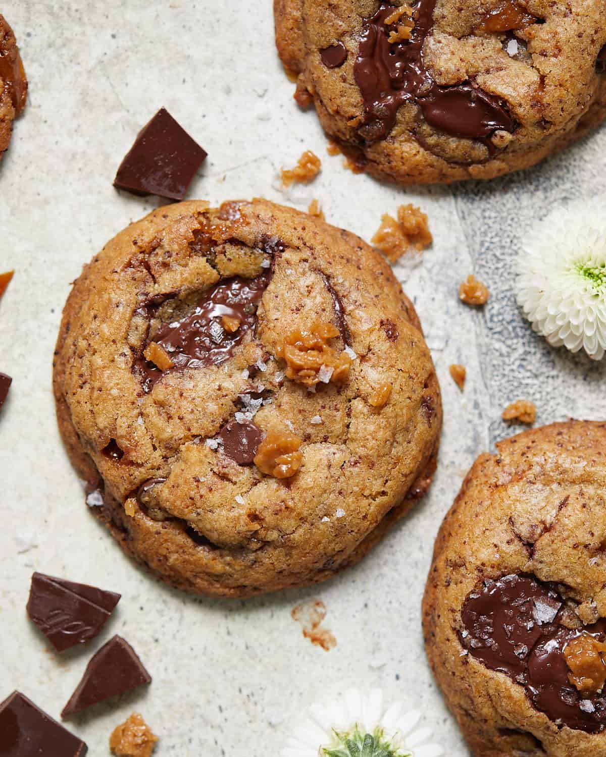 Salted Toffee Chocolate Chip Cookies