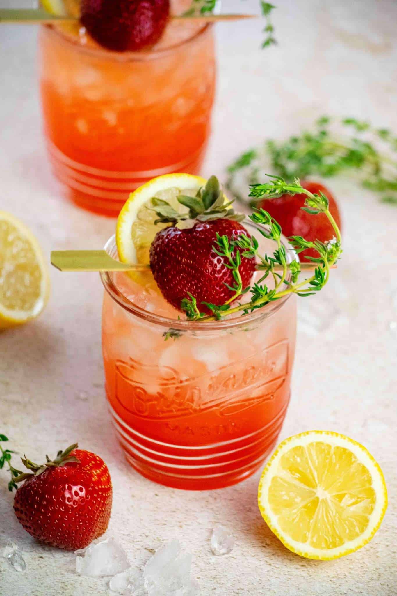 Strawberry Thyme Vodka Lemonade Cocktail